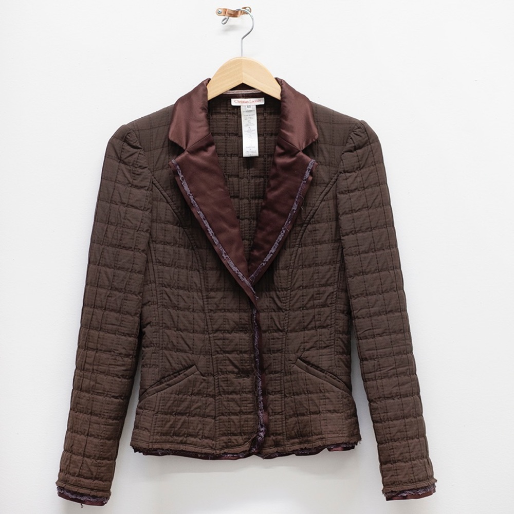 Vintage Christian Lacroix Silk Trim Brown Blazer